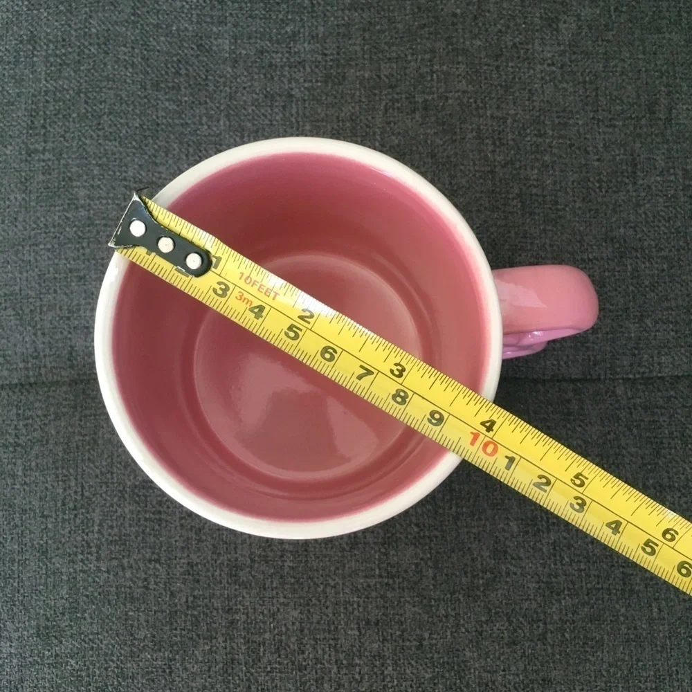 Hello Kitty Pastel Stripe, Bow Handle Coffee Mug, White, Pink, 20 oz